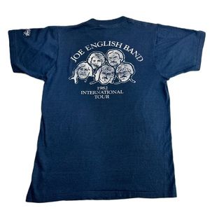 Vintage 1982s Joe English Band Blue Short Sleeves Tees Shirt Size Medium.